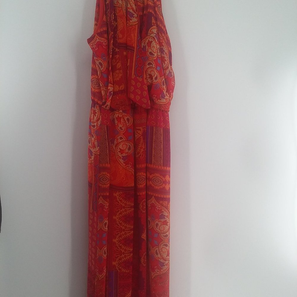 Enfocus Studio Long Orange Print Dress Size 10